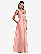 Side View Thumbnail - Apricot Plunging Neckline Pleated Skirt Maxi Dress with Pockets