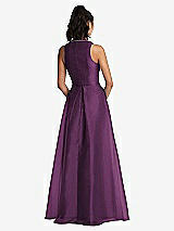 Rear View Thumbnail - Aubergine Plunging Neckline Pleated Skirt Maxi Dress with Pockets