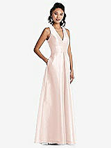 Side View Thumbnail - Blush Plunging Neckline Pleated Skirt Maxi Dress with Pockets