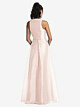 Rear View Thumbnail - Blush Plunging Neckline Pleated Skirt Maxi Dress with Pockets
