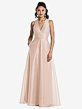 Front View Thumbnail - Cameo Plunging Neckline Pleated Skirt Maxi Dress with Pockets