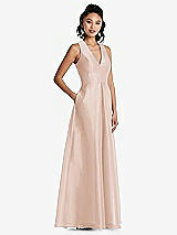 Side View Thumbnail - Cameo Plunging Neckline Pleated Skirt Maxi Dress with Pockets