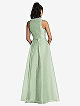 Rear View Thumbnail - Celadon Plunging Neckline Pleated Skirt Maxi Dress with Pockets