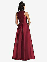 Rear View Thumbnail - Claret Plunging Neckline Pleated Skirt Maxi Dress with Pockets