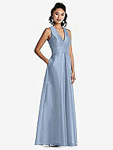 Side View Thumbnail - Cloudy Plunging Neckline Pleated Skirt Maxi Dress with Pockets