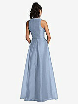 Rear View Thumbnail - Cloudy Plunging Neckline Pleated Skirt Maxi Dress with Pockets
