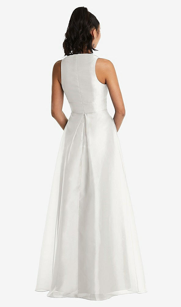 Back View - Starlight Plunging Neckline Pleated Skirt Maxi Dress with Pockets