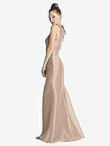 Side View Thumbnail - Topaz Bateau Neck Open-Back Maxi Dress with Bow Detail