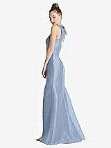 Side View Thumbnail - Cloudy Bateau Neck Open-Back Maxi Dress with Bow Detail