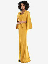 Side View Thumbnail - NYC Yellow Open-Front Split Sleeve Cape Jacket
