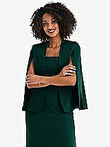 Front View Thumbnail - Evergreen Open-Front Split Sleeve Cape Jacket