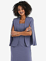 Front View Thumbnail - French Blue Open-Front Split Sleeve Cape Jacket