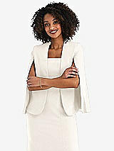 Front View Thumbnail - Ivory Open-Front Split Sleeve Cape Jacket