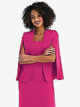Front View Thumbnail - Think Pink Open-Front Split Sleeve Cape Jacket