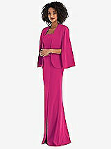 Side View Thumbnail - Think Pink Open-Front Split Sleeve Cape Jacket