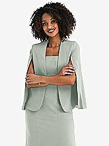 Front View Thumbnail - Willow Green Open-Front Split Sleeve Cape Jacket