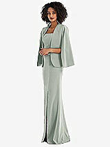 Side View Thumbnail - Willow Green Open-Front Split Sleeve Cape Jacket