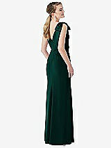 Rear View Thumbnail - Evergreen Bow-Shoulder V-Back Trumpet Gown