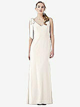 Front View Thumbnail - Ivory Bow-Shoulder V-Back Trumpet Gown