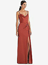Alt View 1 Thumbnail - Amber Sunset Cowl-Neck Draped Wrap Maxi Dress with Front Slit