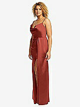 Side View Thumbnail - Amber Sunset Cowl-Neck Draped Wrap Maxi Dress with Front Slit