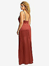Rear View Thumbnail - Amber Sunset Cowl-Neck Draped Wrap Maxi Dress with Front Slit