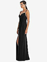 Alt View 2 Thumbnail - Black Cowl-Neck Draped Wrap Maxi Dress with Front Slit