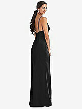 Alt View 3 Thumbnail - Black Cowl-Neck Draped Wrap Maxi Dress with Front Slit