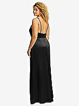 Rear View Thumbnail - Black Cowl-Neck Draped Wrap Maxi Dress with Front Slit