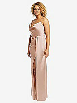 Side View Thumbnail - Cameo Cowl-Neck Draped Wrap Maxi Dress with Front Slit
