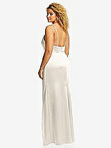 Rear View Thumbnail - Ivory Cowl-Neck Draped Wrap Maxi Dress with Front Slit