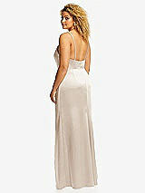 Rear View Thumbnail - Oat Cowl-Neck Draped Wrap Maxi Dress with Front Slit