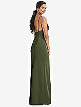 Alt View 3 Thumbnail - Olive Green Cowl-Neck Draped Wrap Maxi Dress with Front Slit