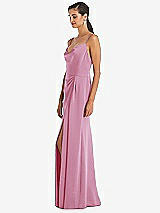 Alt View 2 Thumbnail - Powder Pink Cowl-Neck Draped Wrap Maxi Dress with Front Slit