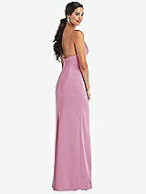 Alt View 3 Thumbnail - Powder Pink Cowl-Neck Draped Wrap Maxi Dress with Front Slit