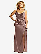Front View Thumbnail - Sienna Cowl-Neck Draped Wrap Maxi Dress with Front Slit