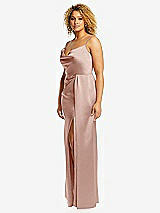 Side View Thumbnail - Toasted Sugar Cowl-Neck Draped Wrap Maxi Dress with Front Slit