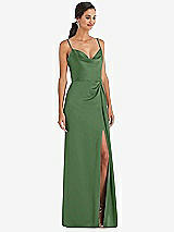 Alt View 1 Thumbnail - Vineyard Green Cowl-Neck Draped Wrap Maxi Dress with Front Slit