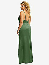 Rear View Thumbnail - Vineyard Green Cowl-Neck Draped Wrap Maxi Dress with Front Slit