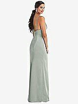 Alt View 3 Thumbnail - Willow Green Cowl-Neck Draped Wrap Maxi Dress with Front Slit