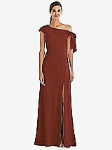 Front View Thumbnail - Auburn Moon Off-the-Shoulder Tie Detail Maxi Dress with Front Slit