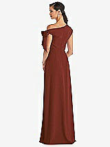 Rear View Thumbnail - Auburn Moon Off-the-Shoulder Tie Detail Maxi Dress with Front Slit