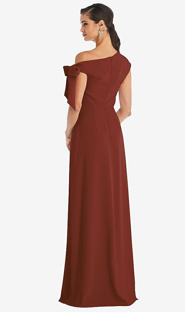 Back View - Auburn Moon Off-the-Shoulder Tie Detail Maxi Dress with Front Slit