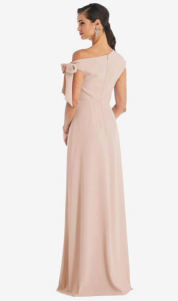 Back View - Cameo Off-the-Shoulder Tie Detail Maxi Dress with Front Slit