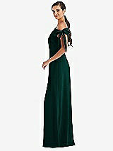 Side View Thumbnail - Evergreen Off-the-Shoulder Tie Detail Maxi Dress with Front Slit