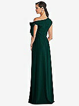 Rear View Thumbnail - Evergreen Off-the-Shoulder Tie Detail Maxi Dress with Front Slit