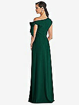 Rear View Thumbnail - Hunter Green Off-the-Shoulder Tie Detail Maxi Dress with Front Slit