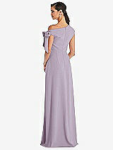 Rear View Thumbnail - Lilac Haze Off-the-Shoulder Tie Detail Maxi Dress with Front Slit