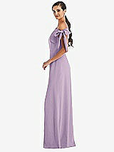 Side View Thumbnail - Pale Purple Off-the-Shoulder Tie Detail Maxi Dress with Front Slit