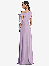 Rear View Thumbnail - Pale Purple Off-the-Shoulder Tie Detail Maxi Dress with Front Slit
